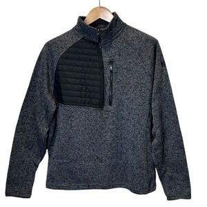 NRA Pullover Sweater Quilted Accent Half Zip‎ Gray/Black Mens Size Large